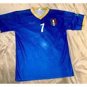 Vintage Italia ALESSANDRO DEL PIERO No. 7 Soccer Jersey Blue XL Made In Italy
